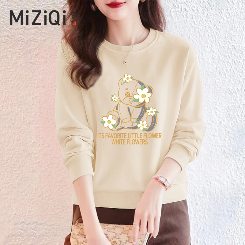 米子旗2025新款白色宽松连帽显瘦秋款卫衣爆款黑色品牌女装雅丹风