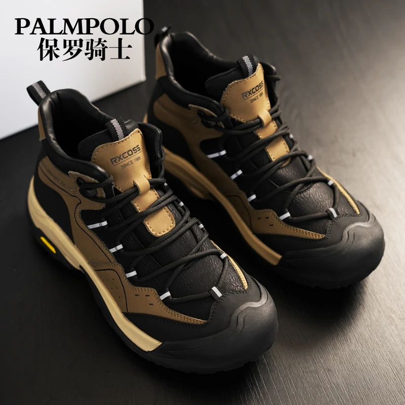 保罗骑士男鞋2025新款户外登山鞋徒步薄绒厚底运动鞋工装鞋男