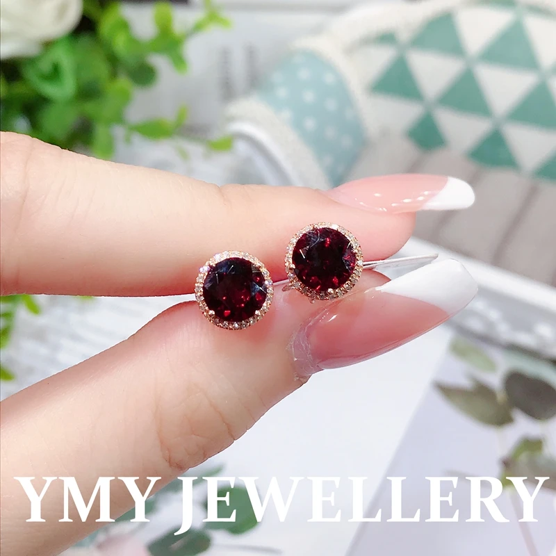 溢美缘珠宝 MM天然石榴石耳钉18k金时尚百搭 彩色宝石耳饰051326