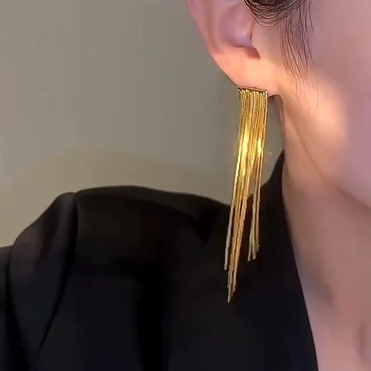 合金耳饰 时尚高级感流苏耳饰宴会晚礼服欧美风高级感轻奢个性