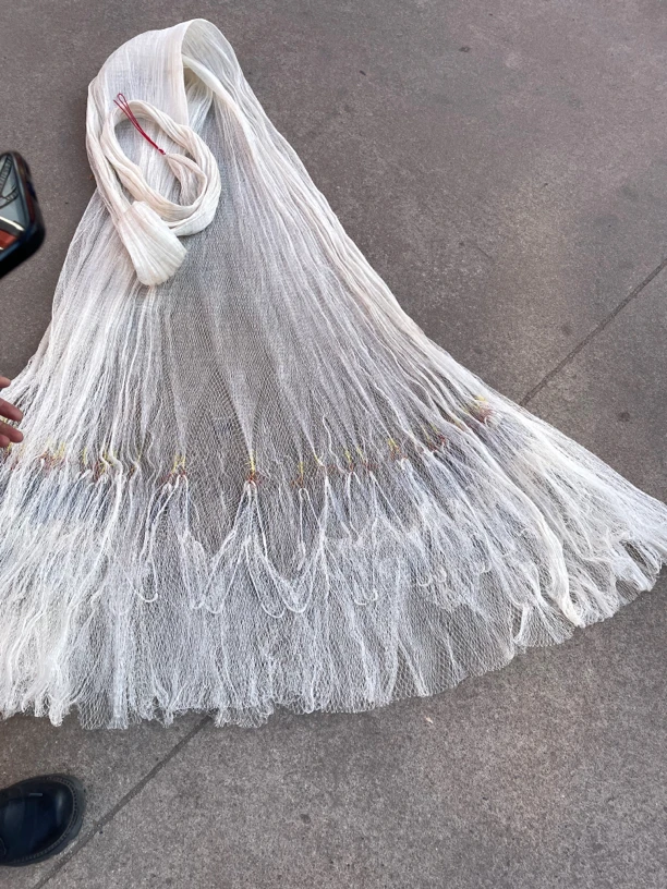 大力马线，紧六分，五分松，机器织的，4米左右高，铅坠，9斤左右重