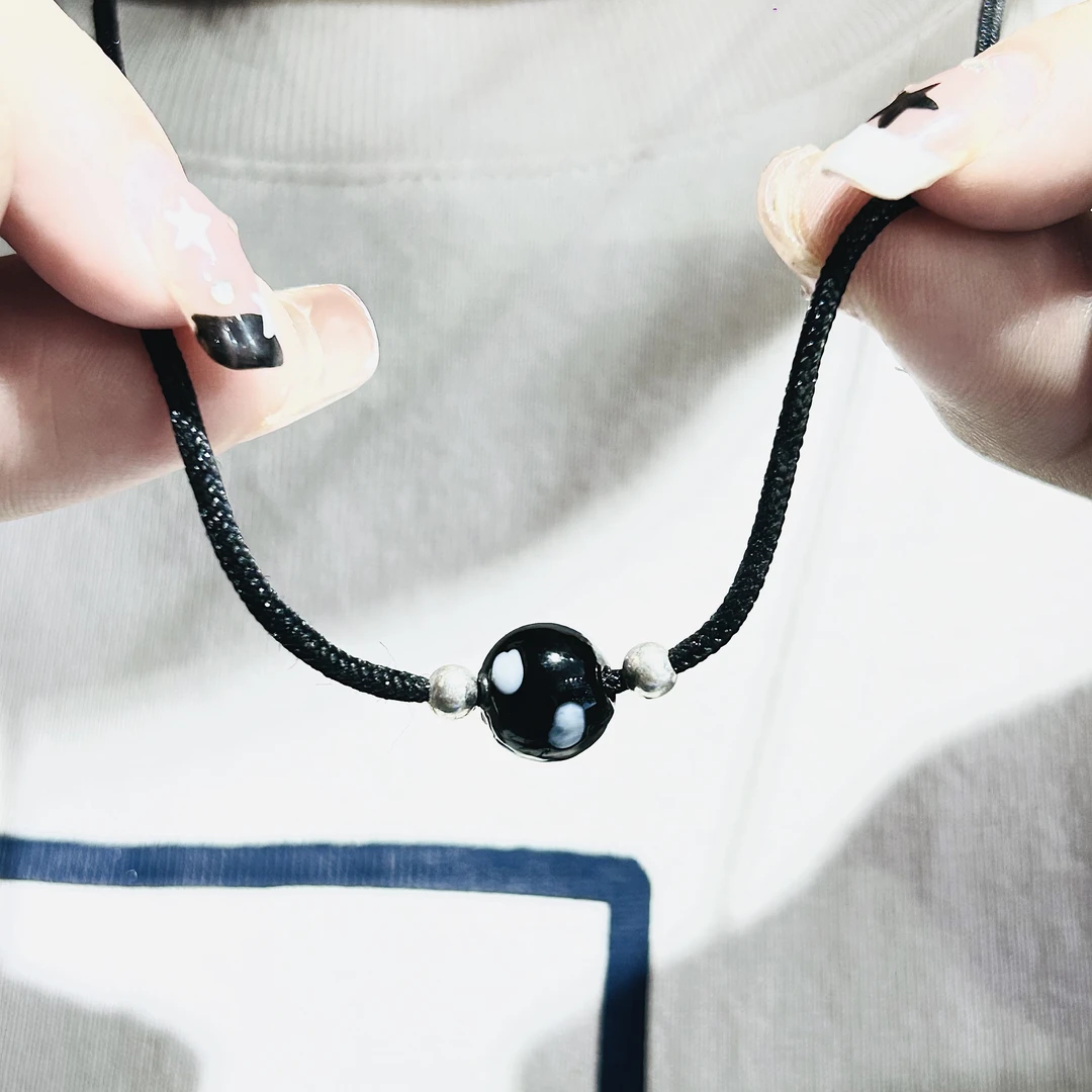 吊坠足银石英石（处理） 编织手链  带纯银圈圈的项链