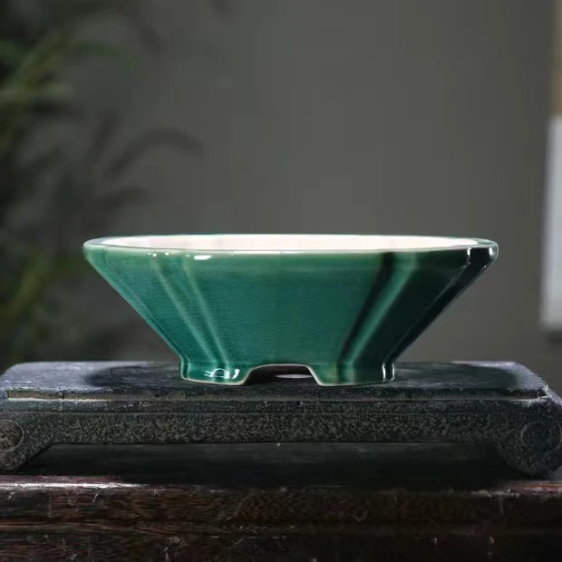 手工陶瓷花盆紫砂白泥釉透气透水盆景绿植盆栽