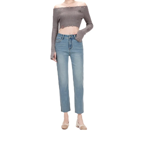 A-03【湖】时尚显瘦修型九分直筒裤