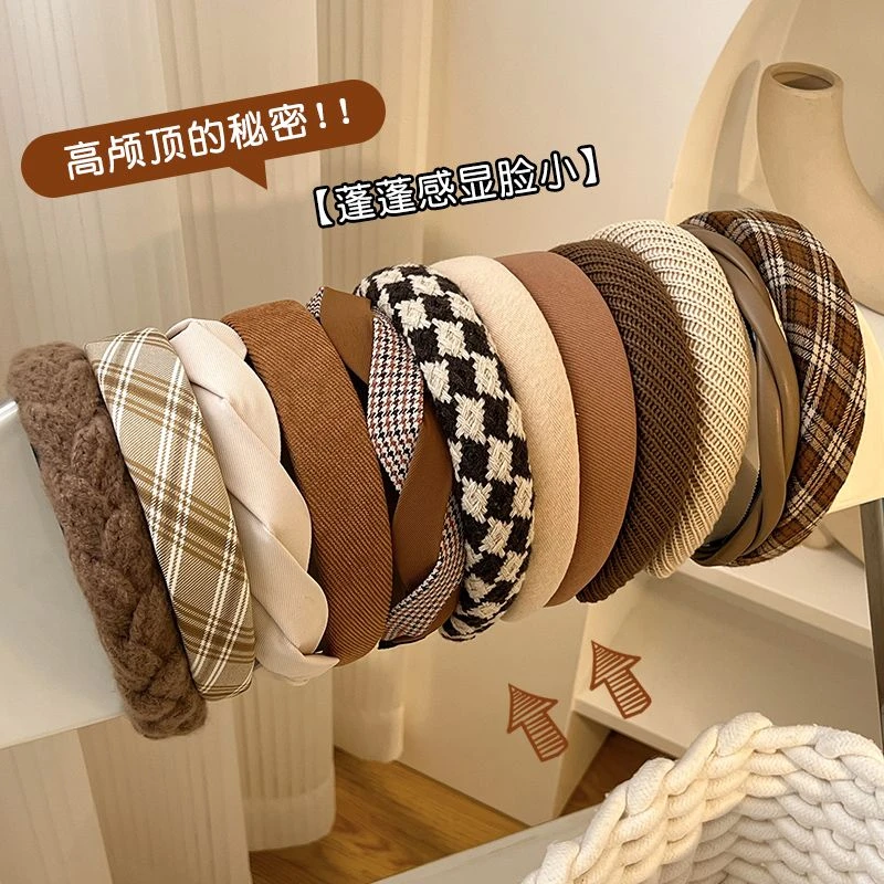 秋冬复古高颅顶发箍2022年新款洗脸发卡女头饰高级感宽边发捆头箍