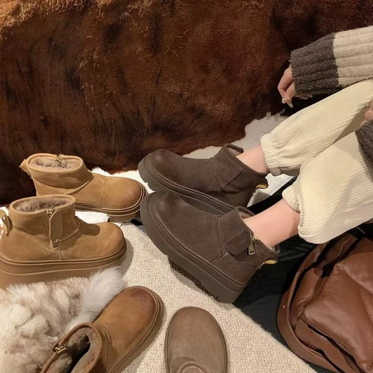 雪地靴女2024冬季加绒加厚保暖增高百搭休闲时尚皮毛一体雪地靴女
