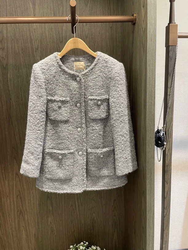 芭家2024冬款气质时尚百搭名媛轻奢小香风毛呢大衣92W5903-1599B