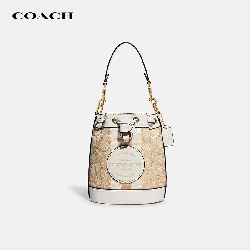 COACH/蔻驰【品牌直供】女包Dempsey系列迷你提花抽绳水桶包