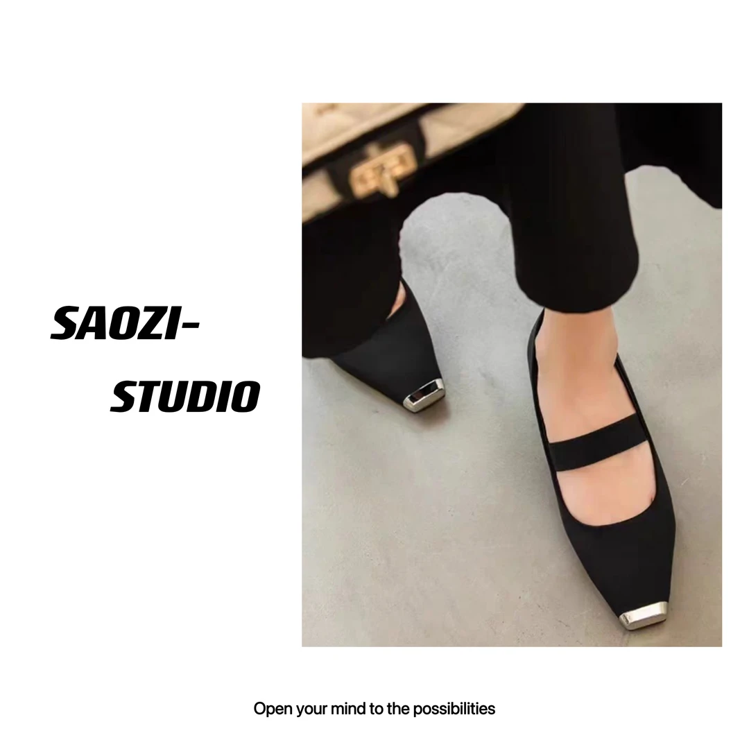 F-172-小香风玛丽珍鞋女鞋2024新秋季浅口鞋一字带跟单鞋