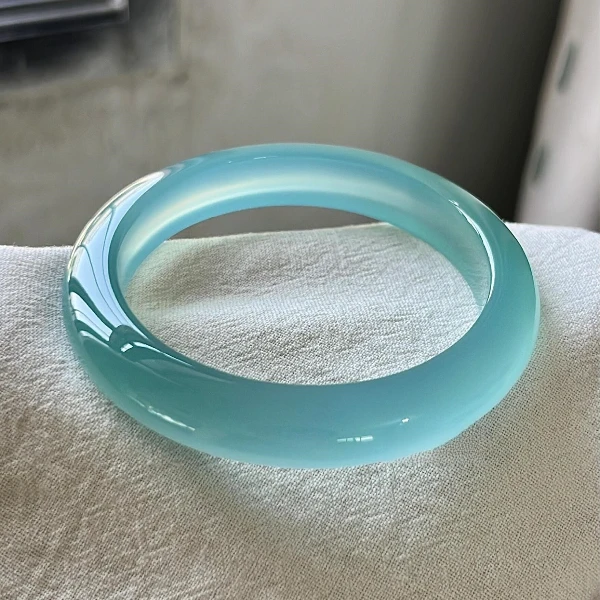 新中式国风库里蓝天然玛瑙玉髓女款手镯天空蓝送礼首选多样性发一