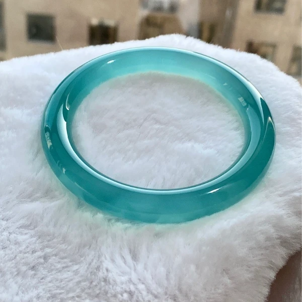高品A货危地马拉蓝水玉手镯高档海蓝之谜玛瑙玉髓女款多样性发一