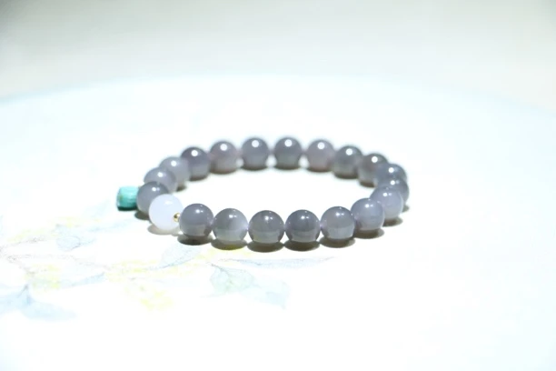 和田玉手串烟紫单圈手链女士百搭串珠