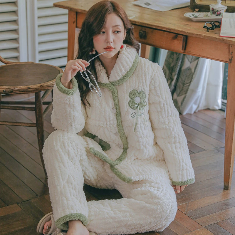 三层夹棉冬季月子服特厚大码孕妇哺乳睡衣法兰绒怀孕产后拉链喂奶