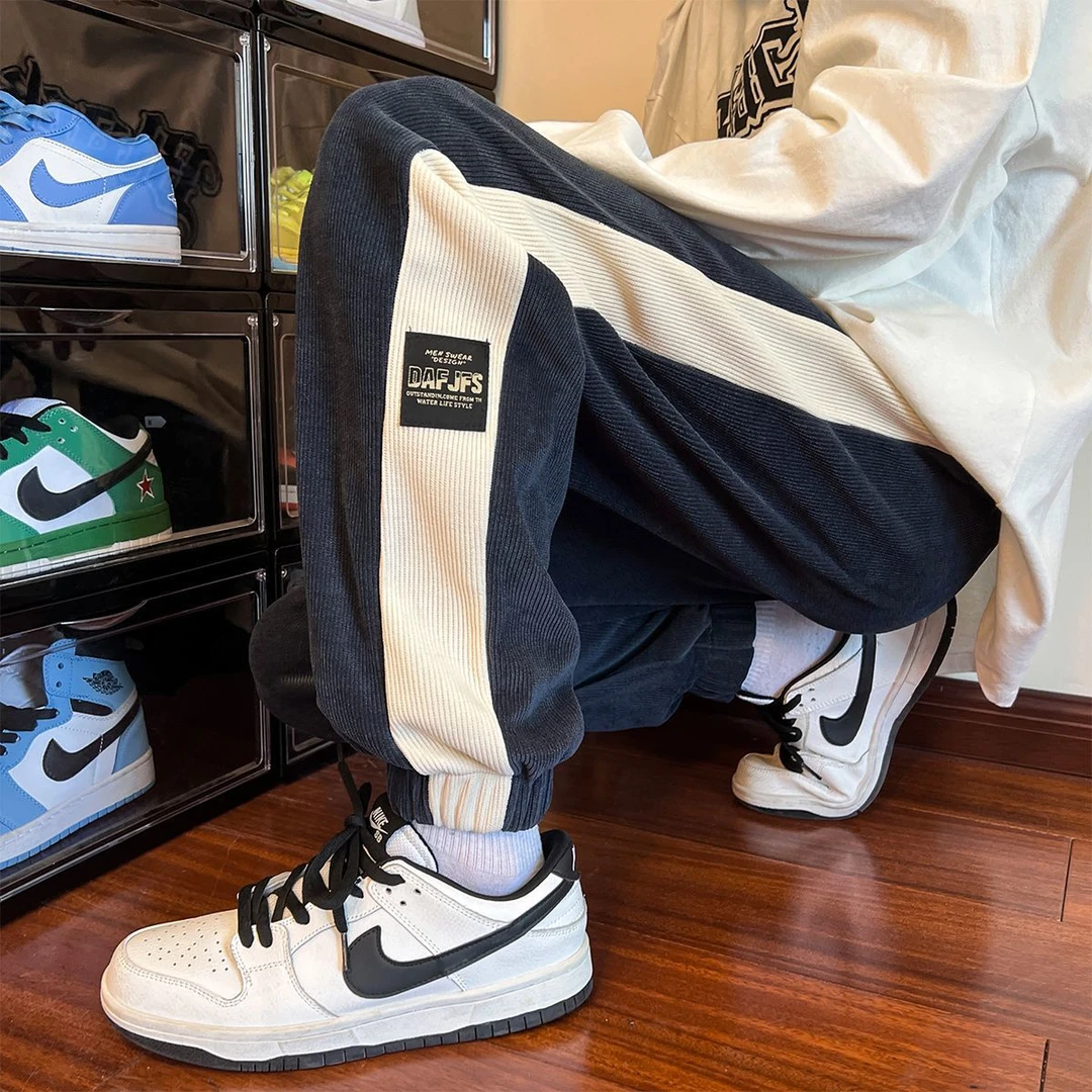 雪尼尔裤子男女潮牌新款休闲裤男士秋季宽松运动裤束脚裤长裤子