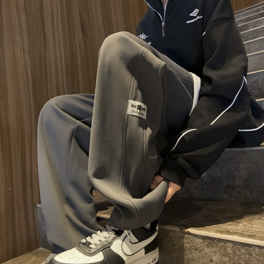 NINEDAO/玖岛新款潮流卫裤男生青少年学生百搭宽松百搭直筒休闲裤