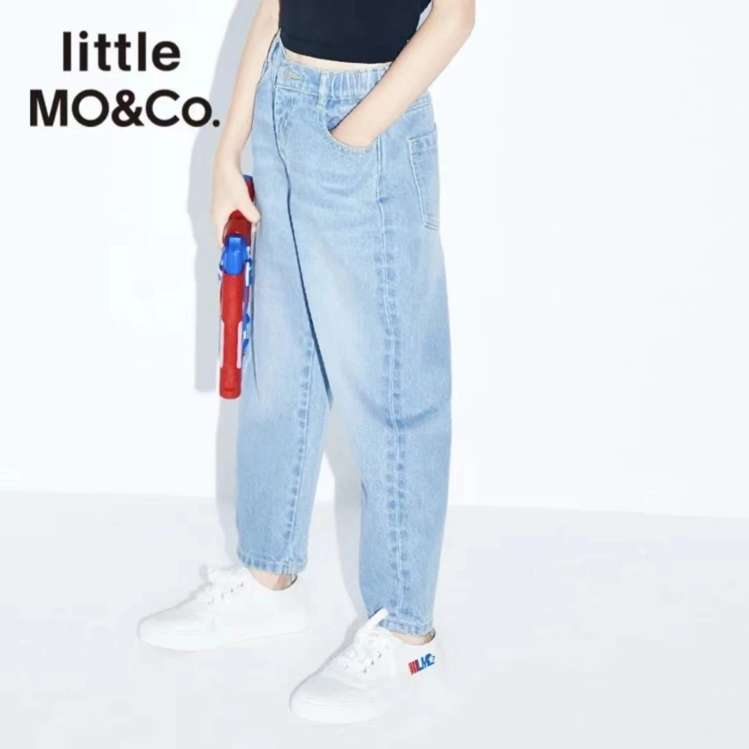 【LittleMoco】童装夏装女童棉长款牛仔裤水洗直筒#KBB2JEN019