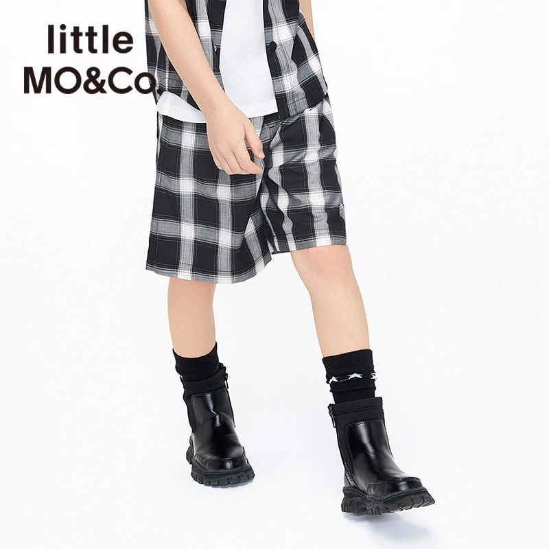 领券两位数-【LittleMoco】童装夏季男童格纹休闲短裤#KBB2SOT037