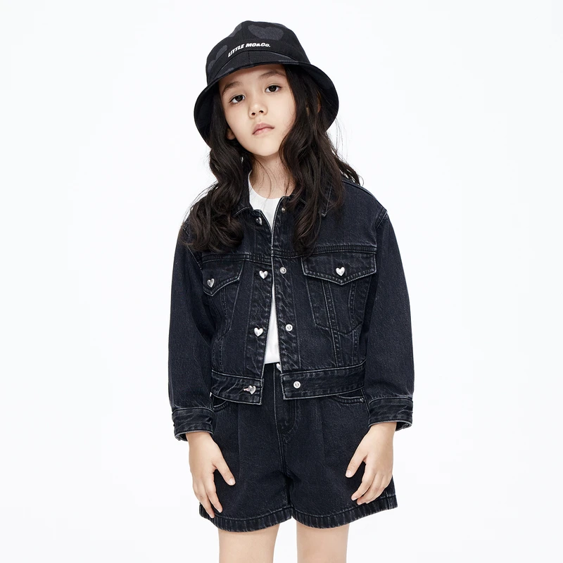 little moco童装秋装新款女童短款长袖牛仔外套#KBC3JKT030