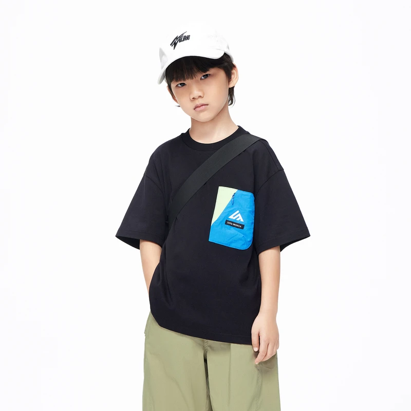 【LittleMoco】撞色口袋短袖T恤童装23夏装男童棉#KBC2TEE034