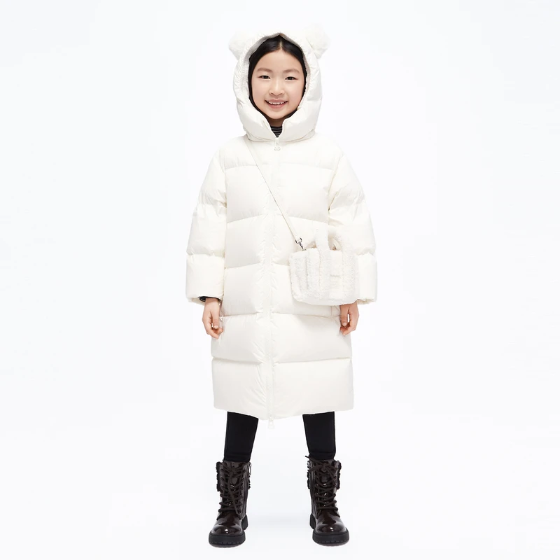 littlemoco童装冬新款男女童蓄热中长款连帽羽绒服#KBC4EIN043
