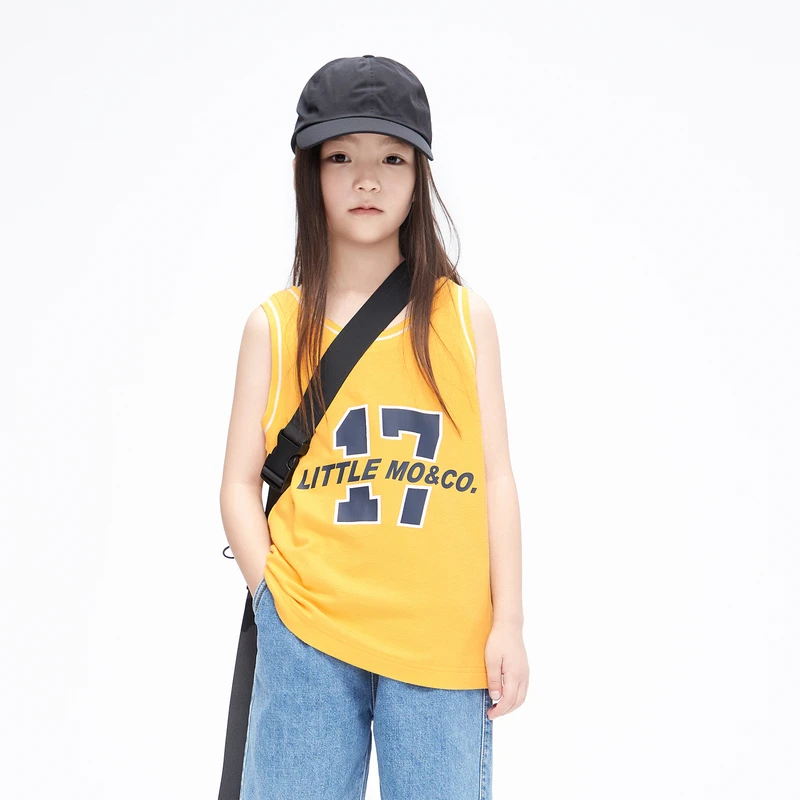 little moco童装23夏装新款男童棉背心运动无袖球服#KBC2VET012