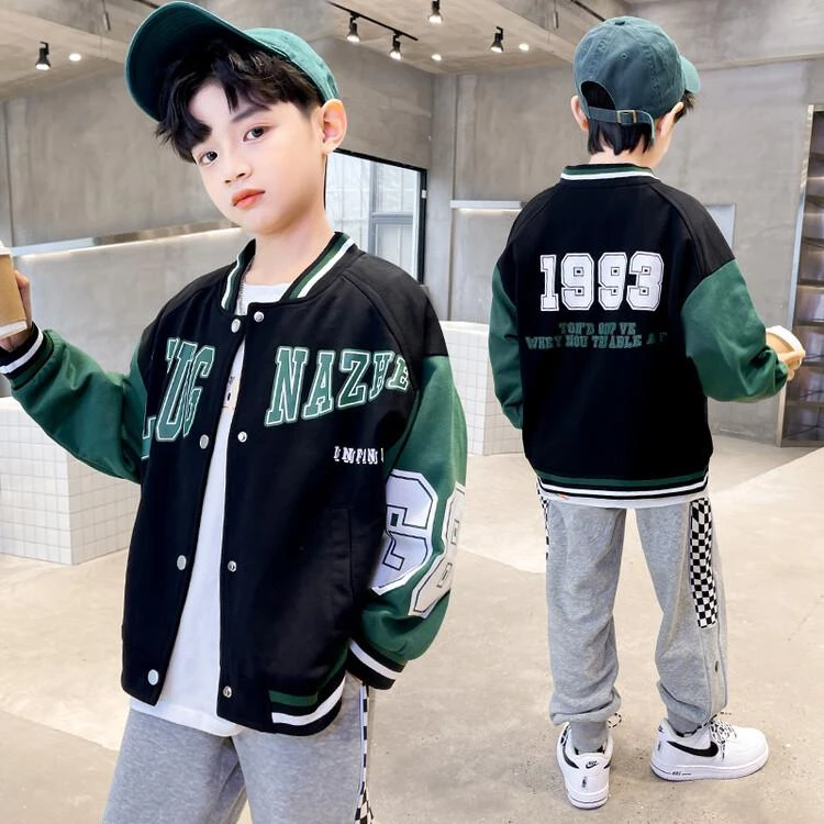 巴拉韩系列男童棒球服2024春秋洋气儿童外套帅气中大童字母炸街