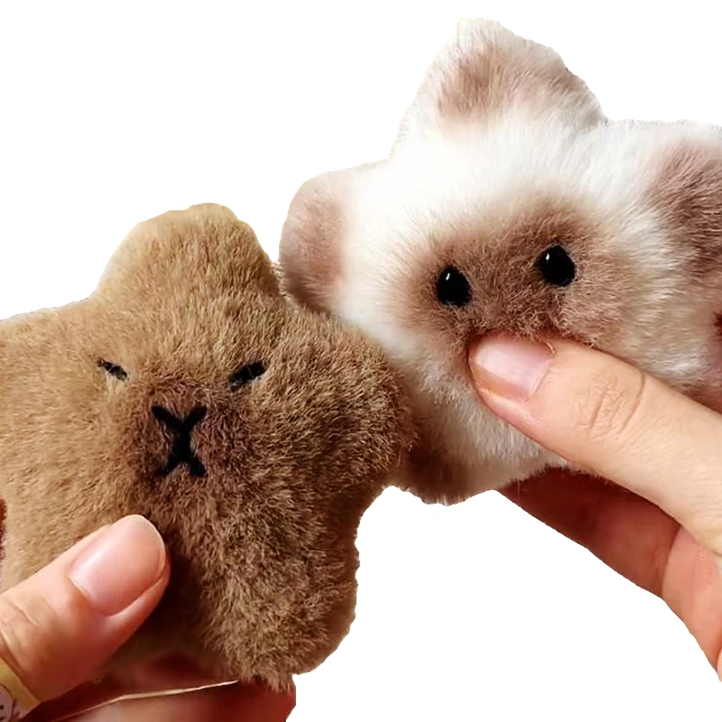 吱吱叫卡皮巴拉挂件暹罗猫小星星情侣毛绒挂饰钥匙扣玩偶生日礼物