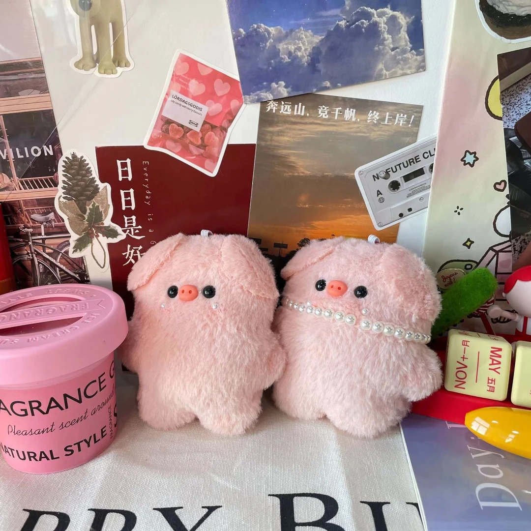 手作可爱小猪猪头包包挂件毛绒钥匙扣玩偶情侣挂件送女友闺蜜礼物