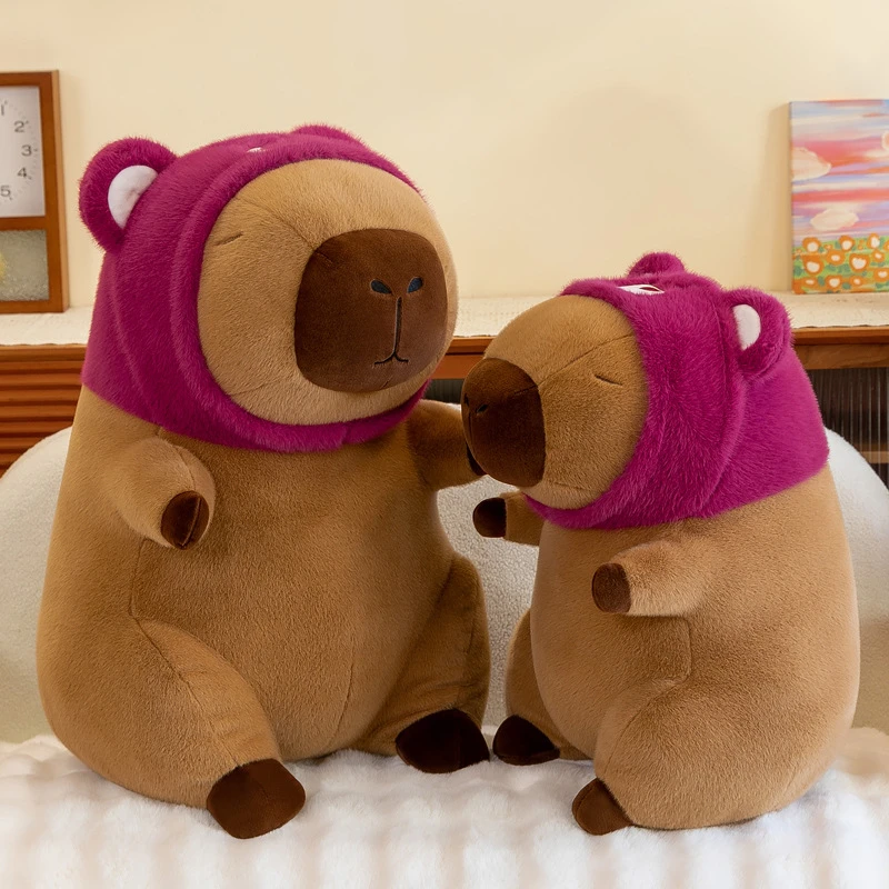 草莓熊水豚卡皮巴拉公仔毛绒玩具睡觉抱枕玩偶水豚高级感毛绒礼物