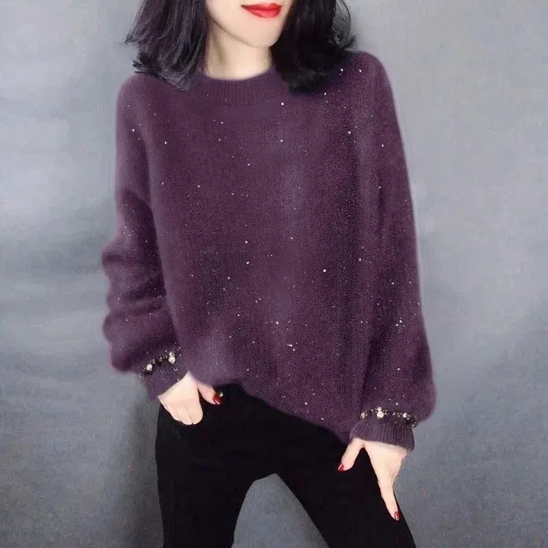 胖mm350斤特大码女士毛衣秋冬外穿宽松慵懒风百搭针织打底衫上衣