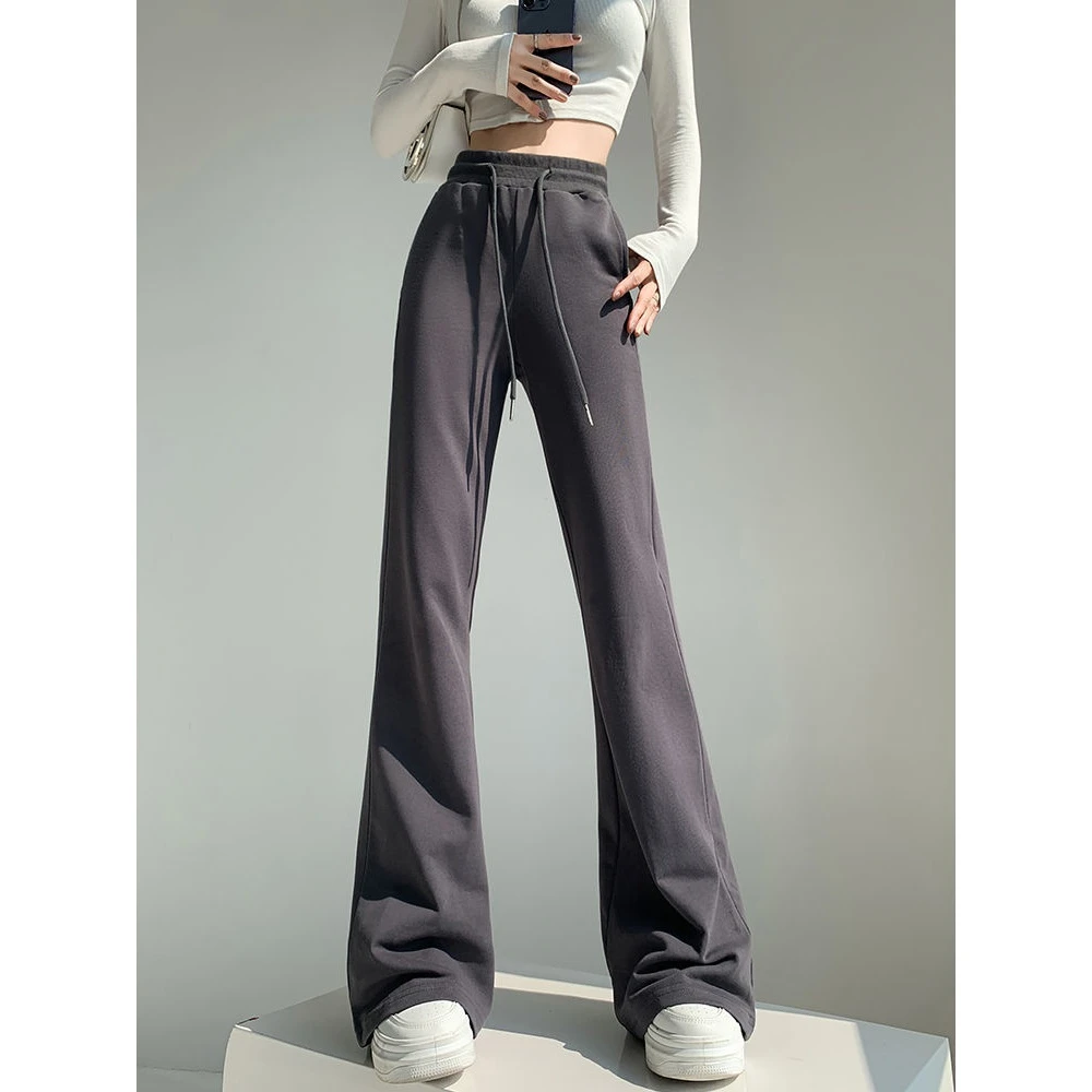 美式微喇瑜伽裤女冬季新款高腰辣妹休闲马蹄裤灰色高个子运动卫裤