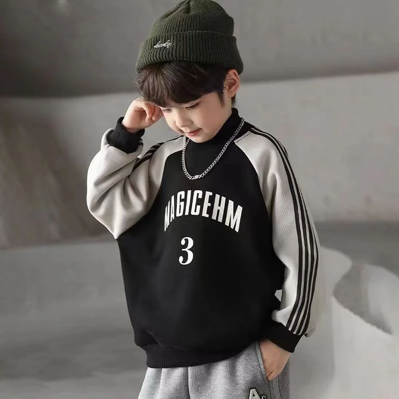 新款男童卫衣儿童加绒加厚宝宝中大童卫衣洋气冬款宽松保暖上衣潮