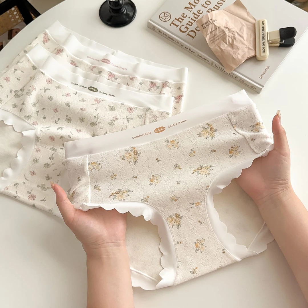80-145斤1条装7A棉小碎花内裤女中腰柔软亲肤透气小清新底裤2769