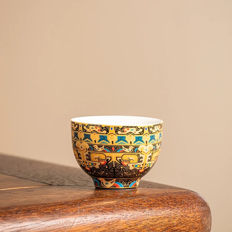 唐卡可悬停旋转功夫茶具茶杯主人杯单杯珐琅彩品茗杯单个茶杯陶瓷