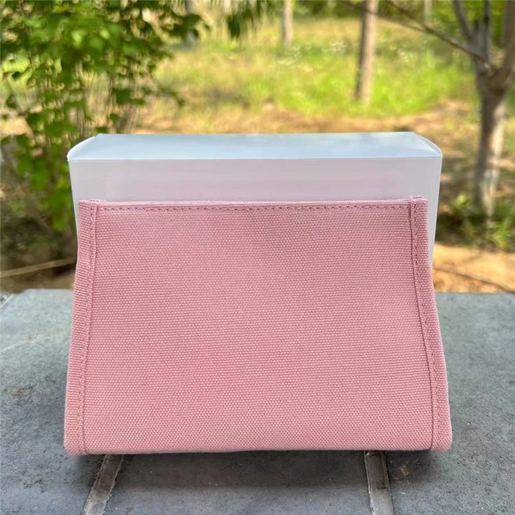 粉色帆布按扣化妆包手拿包收纳零钱手机包新款收纳包盒装简约便携