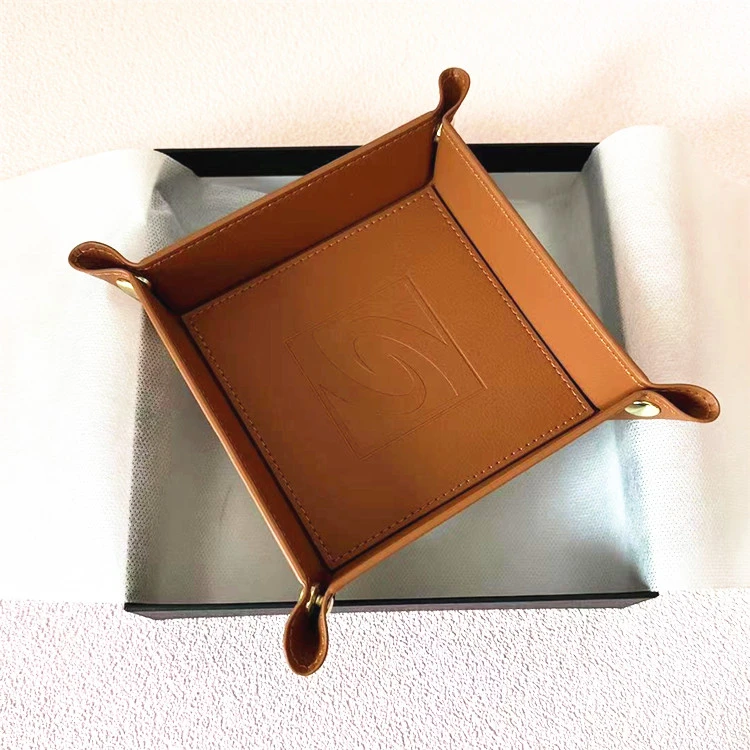 棕色修家托盘四方家用梳妆台收纳盒饰品首饰整理盘有礼盒