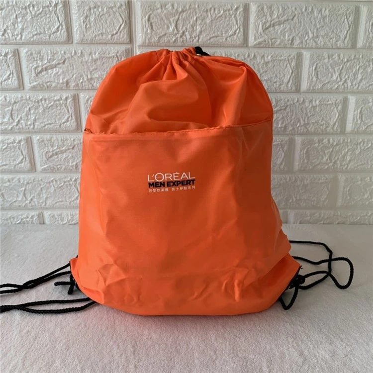 桔色时尚抽绳包运动球袋抽绳袋收纳包大容量户外男女健身包化妆包