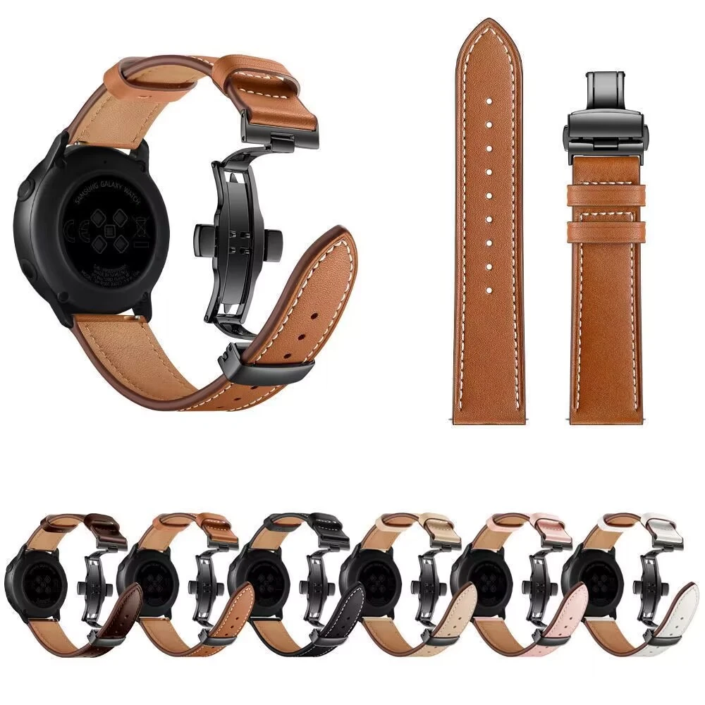 适用华为GT3表带watch3/4pro真皮表带智能gt荣耀2蝴蝶扣GS3通用款
