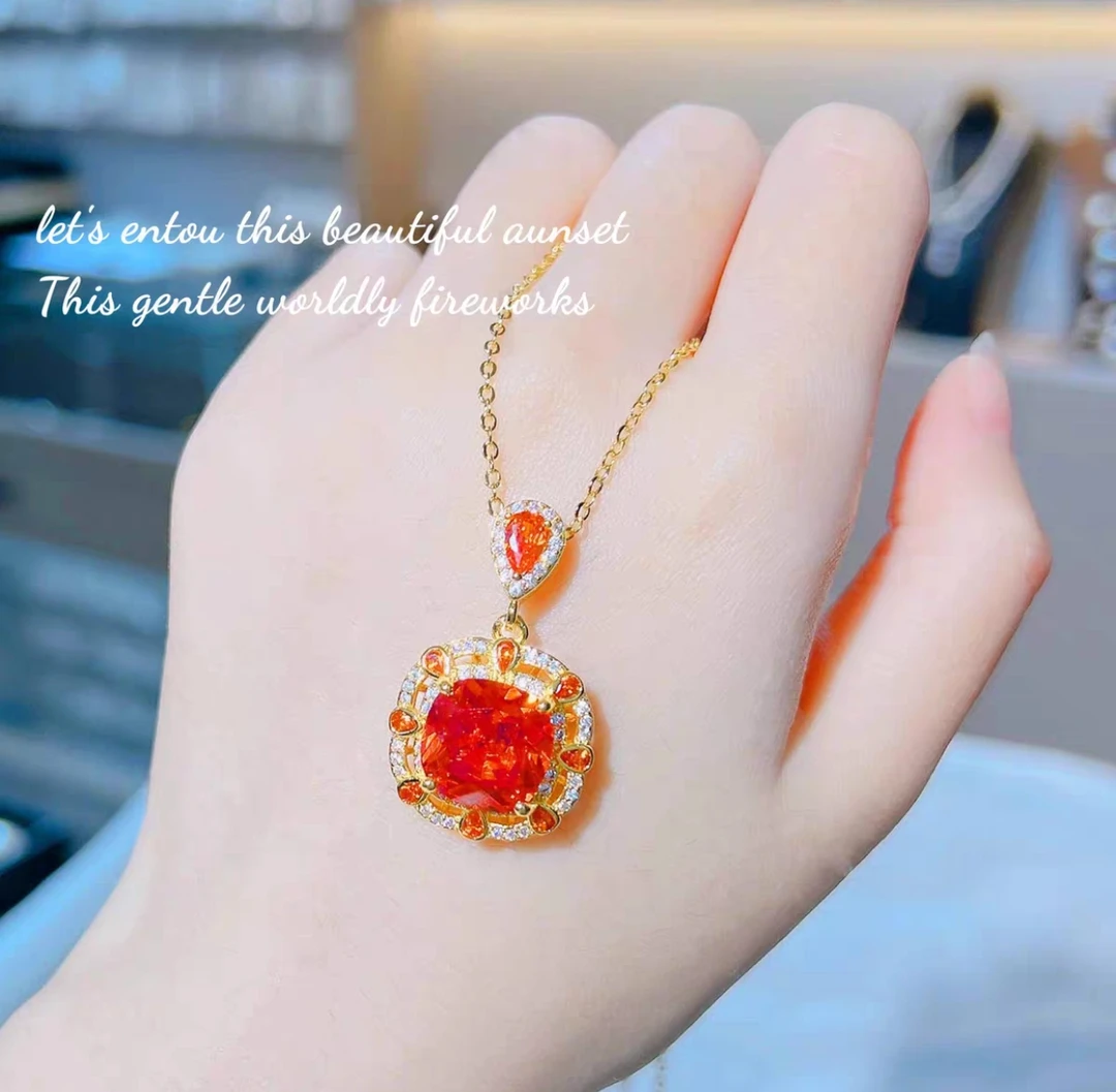 套装红宝石鸽血红豪镶项链吊坠 NA 027