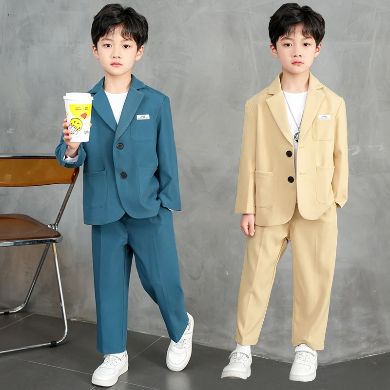 儿童西装春秋韩版休闲套装男童帅气摄影西服中小童活动主持演出礼