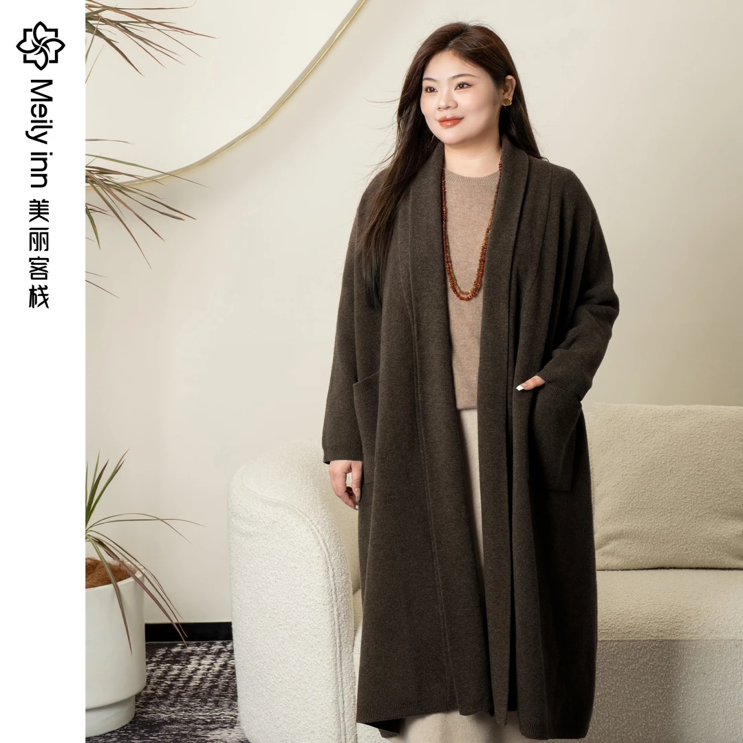 【100绵羊毛】美丽客栈慵懒风针织开衫新款大码女装高级毛衣早秋