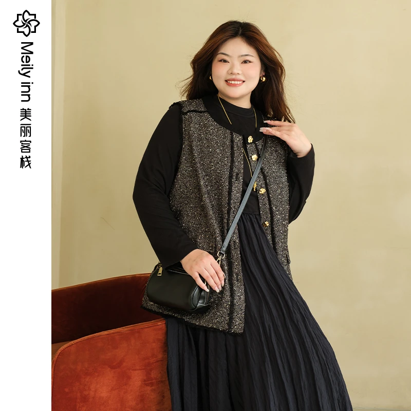 巴黎香颂美丽客栈小香风外套大码女装显瘦优雅百搭粗花呢马甲秋冬