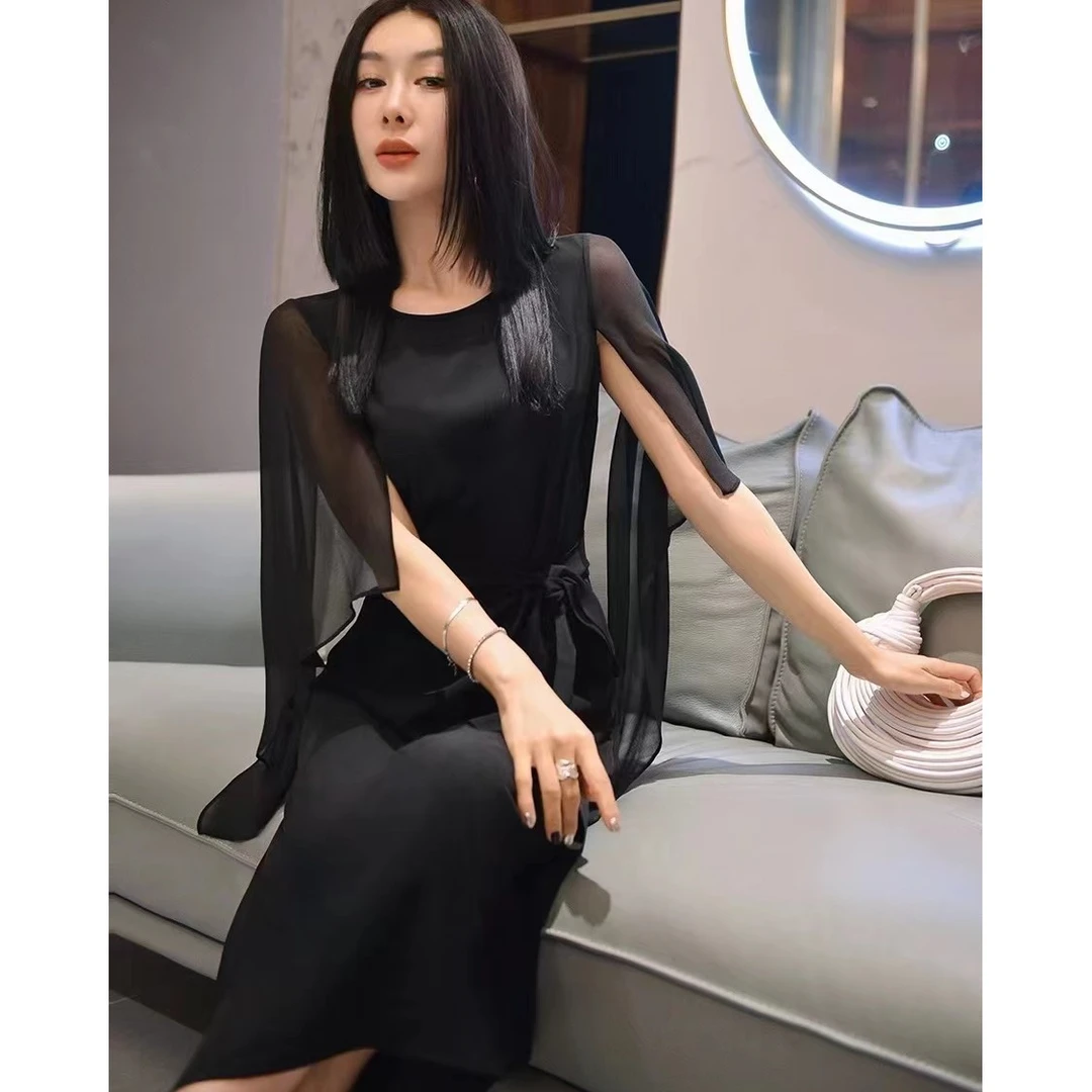 2356(新款)纯色性感连衣裙显瘦气质收腰长裙修身长款裙子时尚长裙