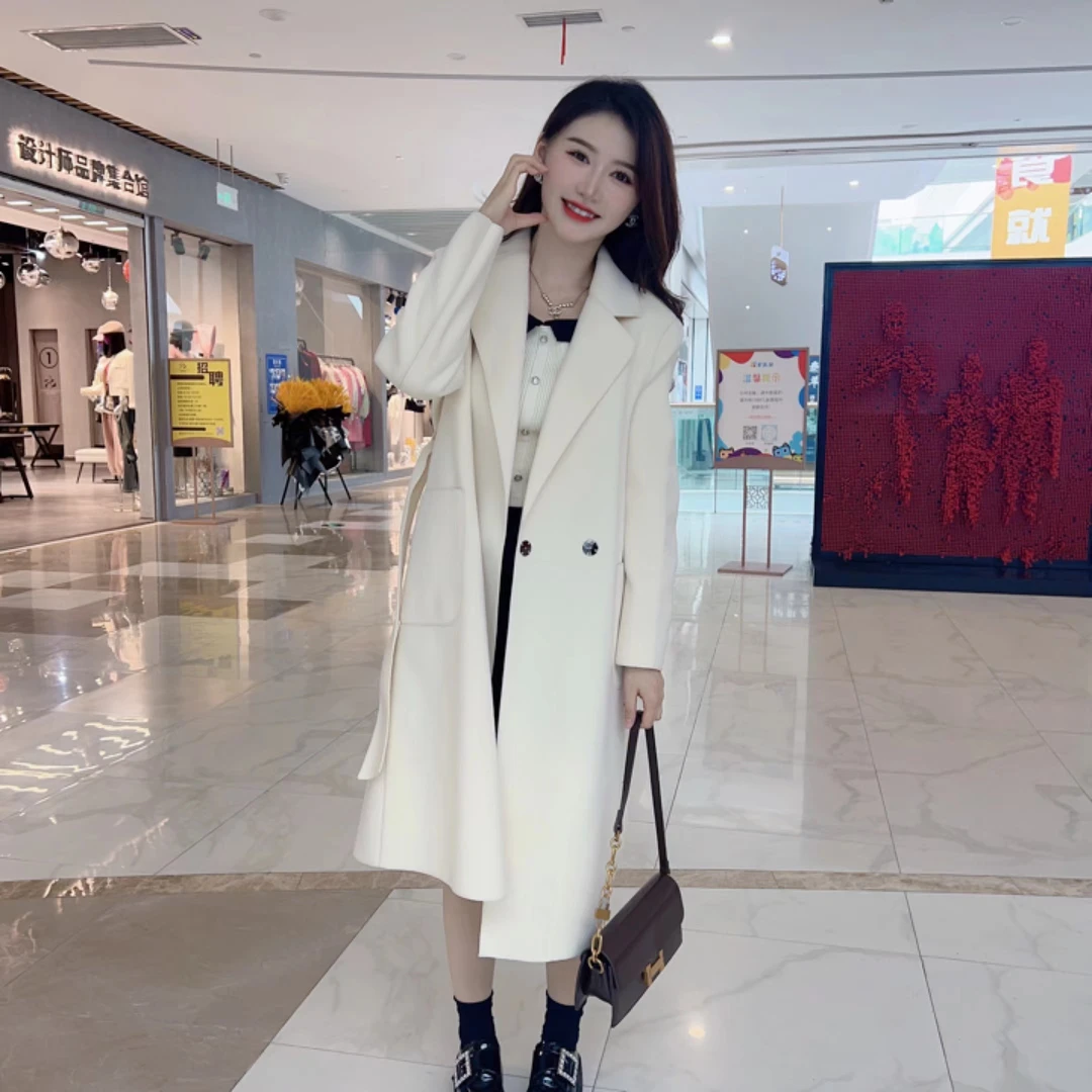 2359高端双面呢大衣宽松长款修身显瘦双面绒大衣韩版百搭时尚大衣