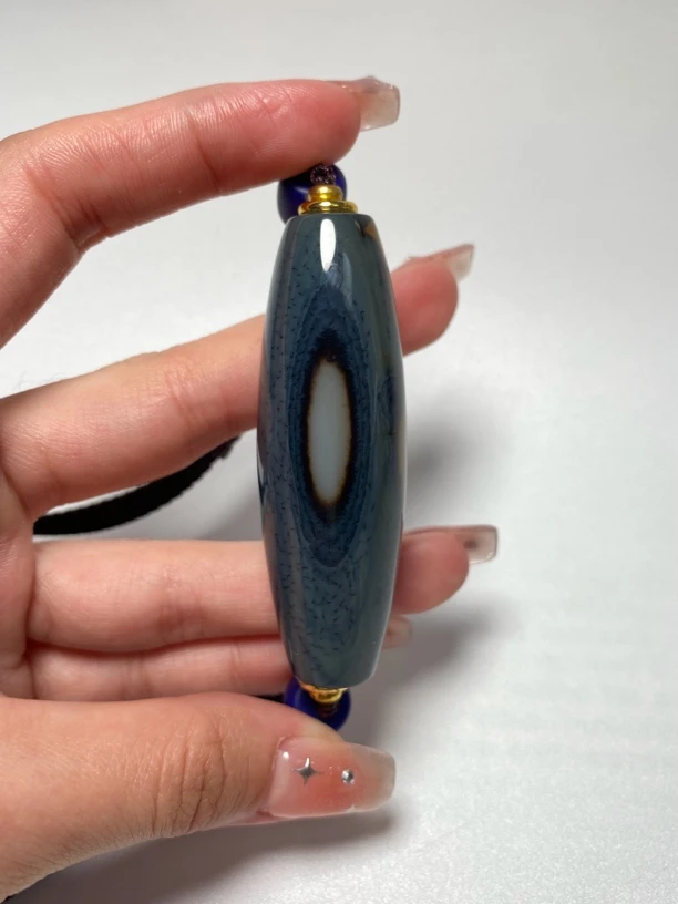 原矿巴玉海玉玛瑙珠天然线条象形缠丝玛瑙 尺寸61.5/20