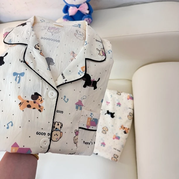 【斑点狗狗】卡通可爱睡衣女春秋季韩系ins学生长袖家居服女可外穿
