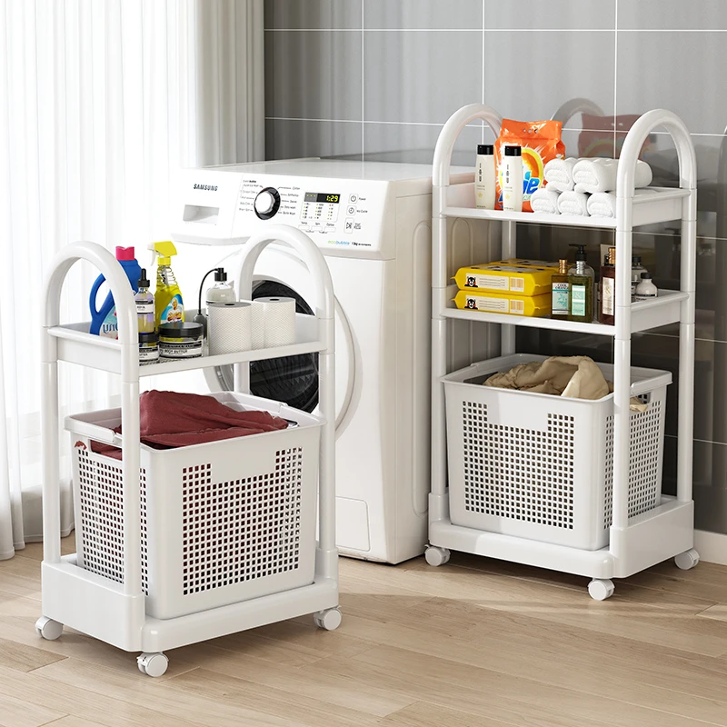 简易落地置物架塑料收集收纳篓可移动家用大号浴室防水脏衣服筐