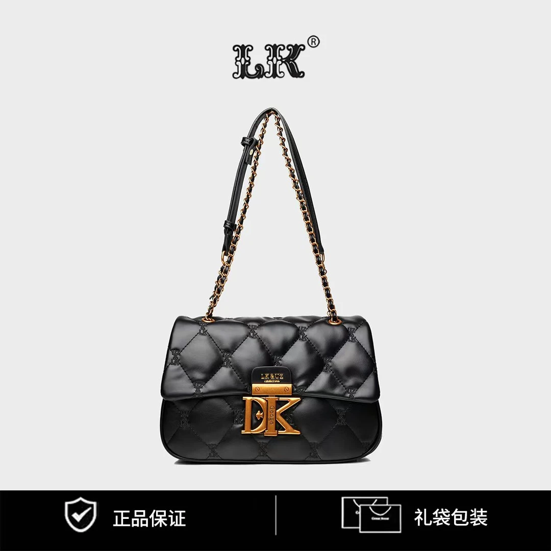 百搭菱格小方包女士单肩斜挎背包时尚休闲女士手提包包197黑色