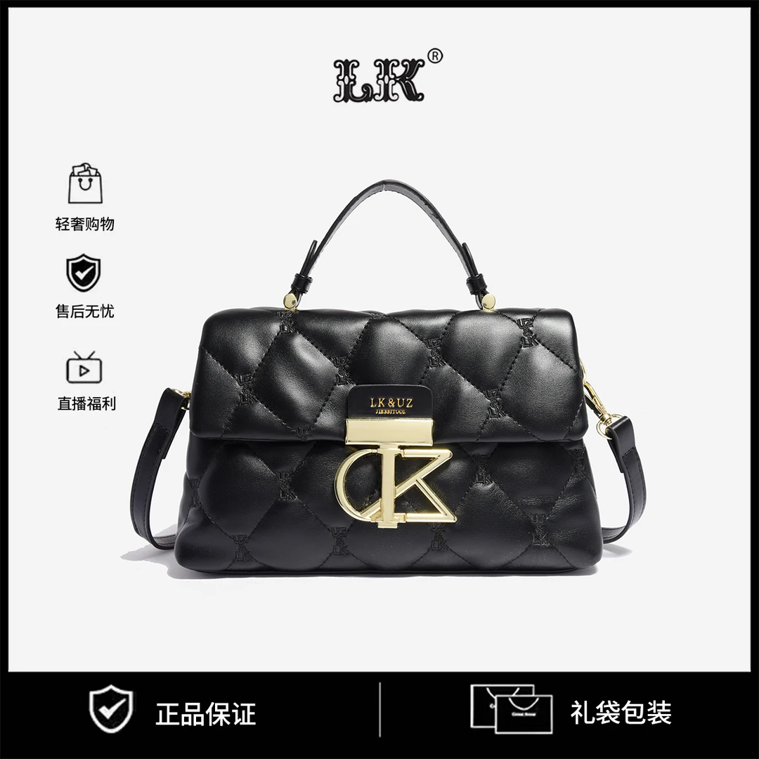 【妮可专属】轻奢简约潮流经典女士百搭小众单肩斜挎包137黑色