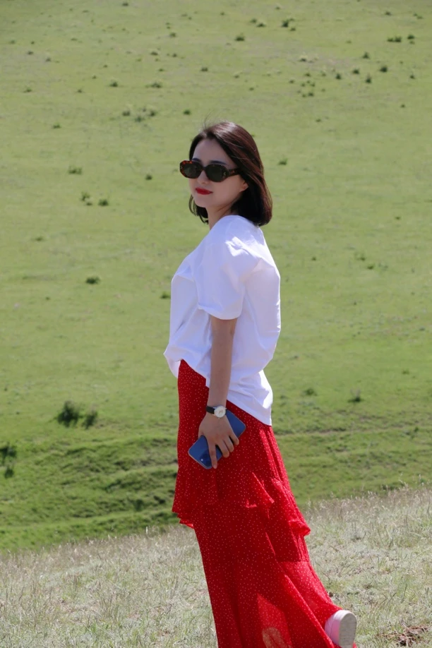 红色法式超美半裙